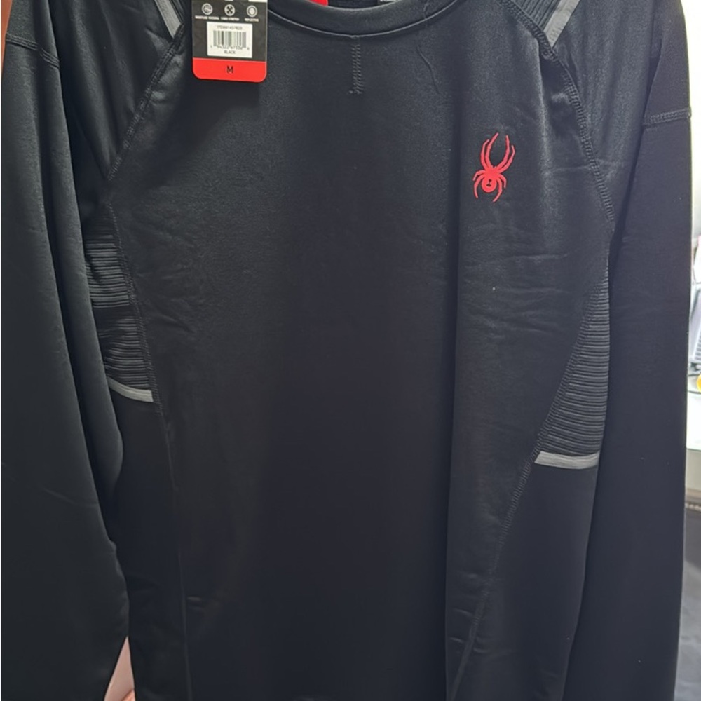 Spyder Black Long Sleeve Tee Classic Crew Neck